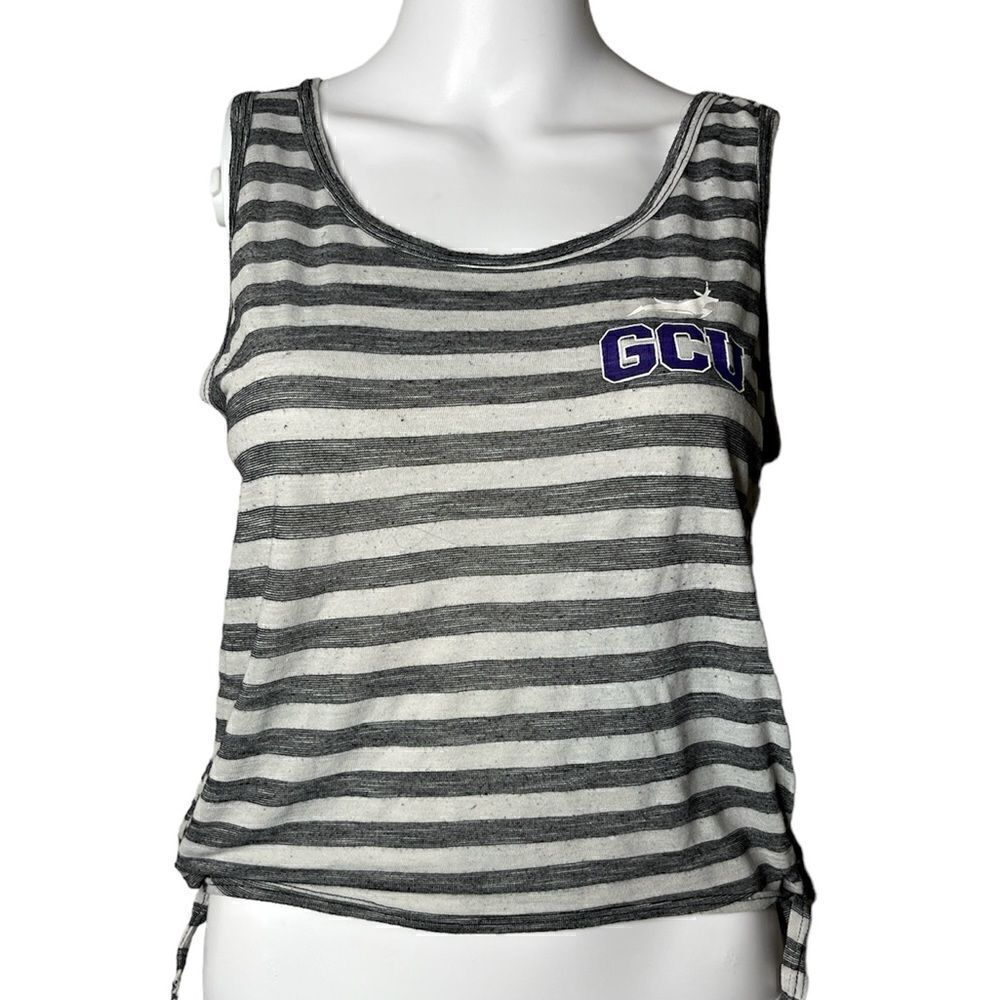 Venley Horizontal Striped GCU Cropped Tank Top Grey Size Small